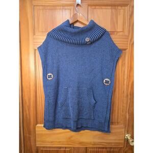ANGEL Poncho/Vest Navy Blue Size small! Adorable button accents